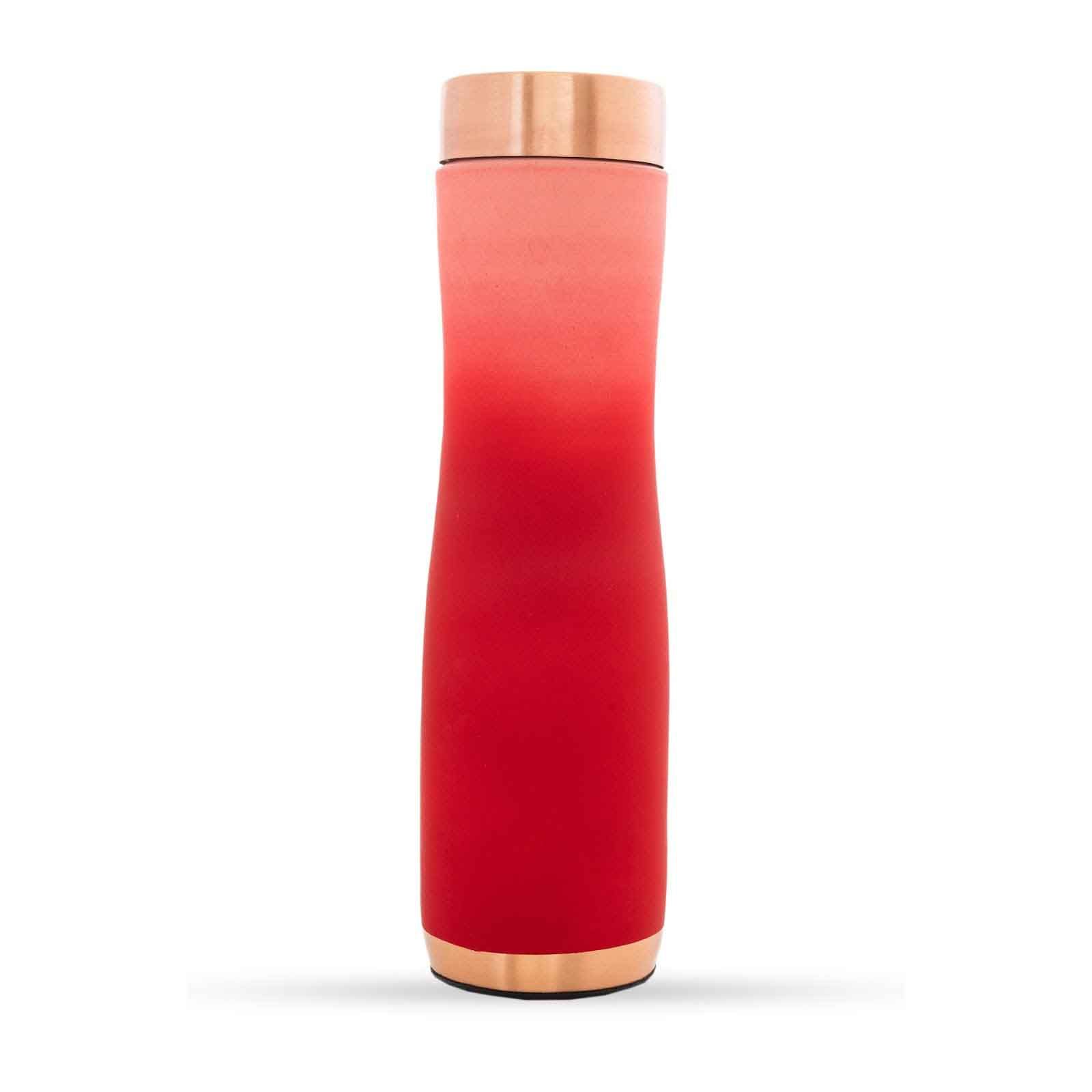 Pure copper water bottle with ombre silk finish design red - 1000 ML 149